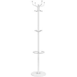 vidaXL Kapstok met parapluhouder 180 cm gepoedercoat ijzer wit