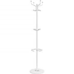 vidaXL Kapstok met parapluhouder 180 cm gepoedercoat ijzer wit