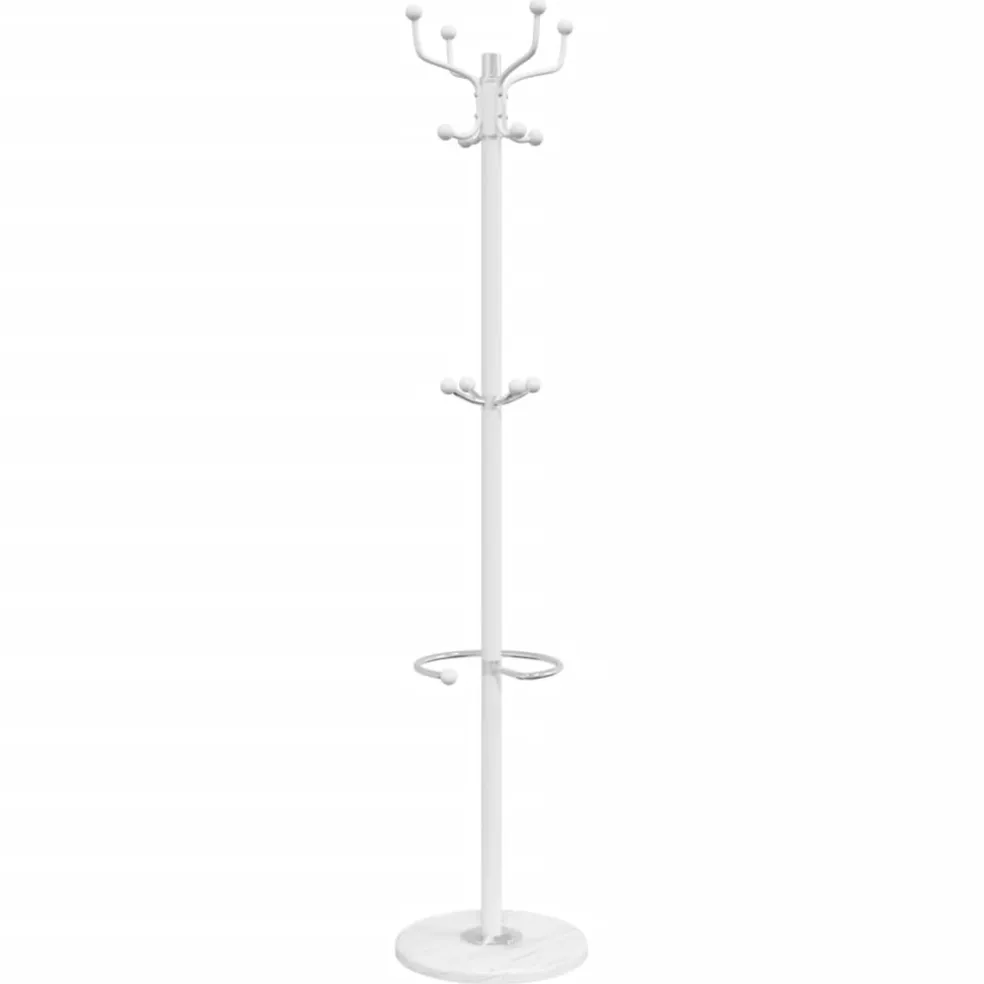 vidaXL Kapstok met parapluhouder 180 cm gepoedercoat ijzer wit