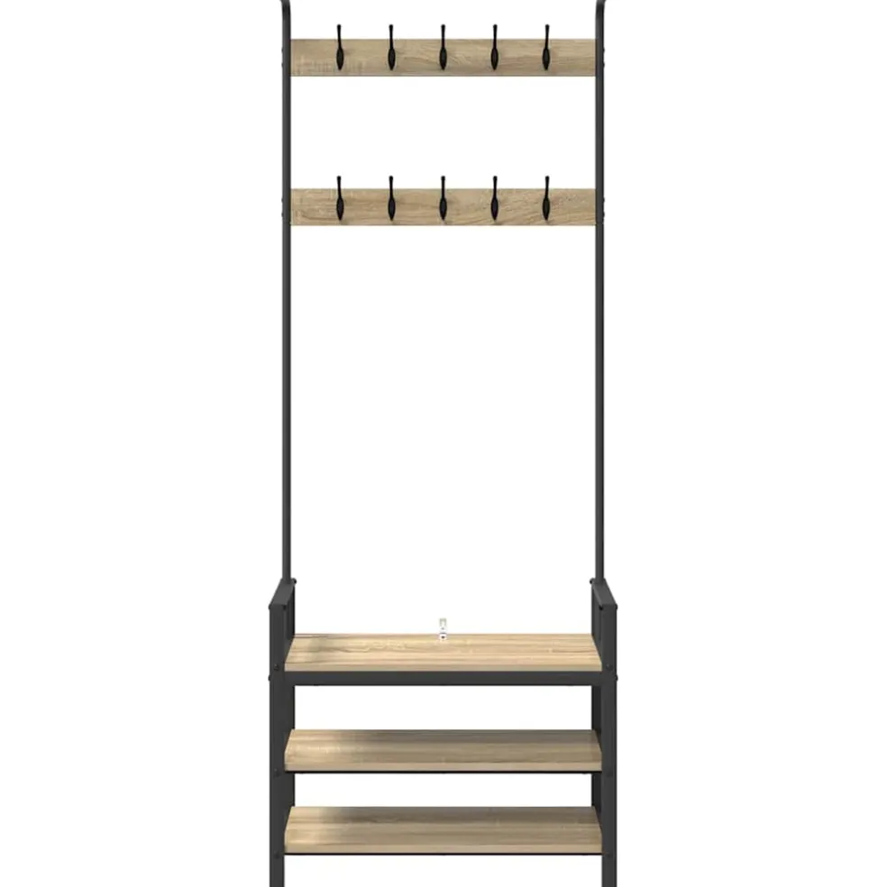 vidaXL Kapstok met plank Sonoma Eiken 75 x 34 x 184 cm Bewerkt hout