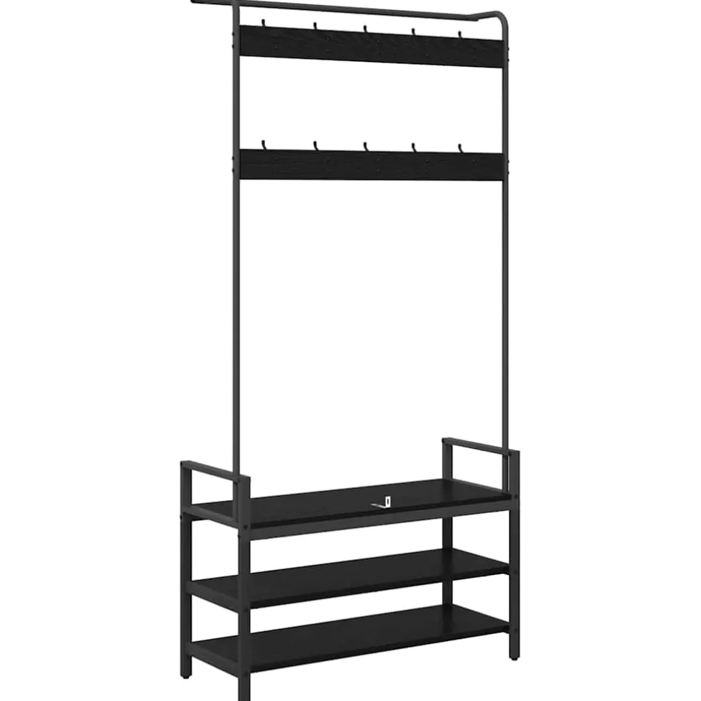 vidaXL Kapstok met plank Zwart eiken 95 x 34 x 184 cm Bewerkt hout