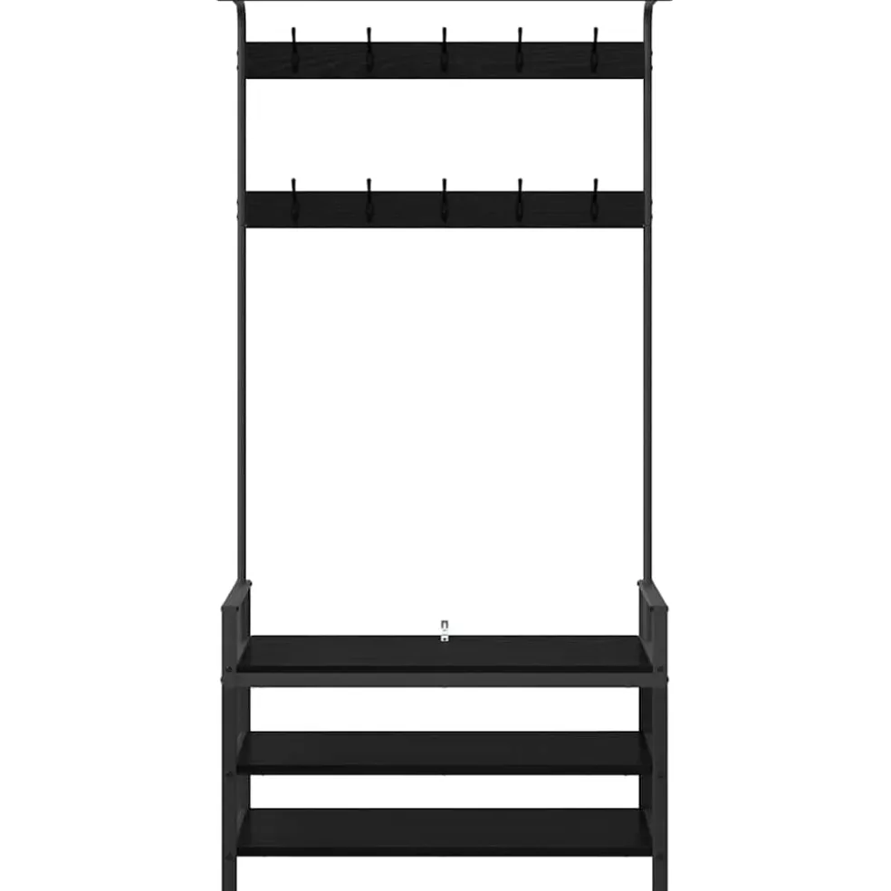 vidaXL Kapstok met plank Zwart eiken 95 x 34 x 184 cm Bewerkt hout