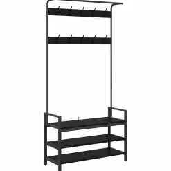vidaXL Kapstok met plank Zwart eiken 95 x 34 x 184 cm Bewerkt hout