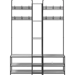 vidaXL Kapstok met schoenenbank Grijs Sonoma 143 x 30 x 199,5 cm