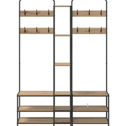 vidaXL Kapstok met schoenenbank Artisanaal eiken 143 x 30 x 199,5 cm