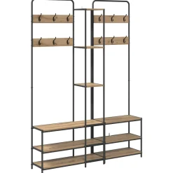 vidaXL Kapstok met schoenenbank Artisanaal eiken 143 x 30 x 199,5 cm