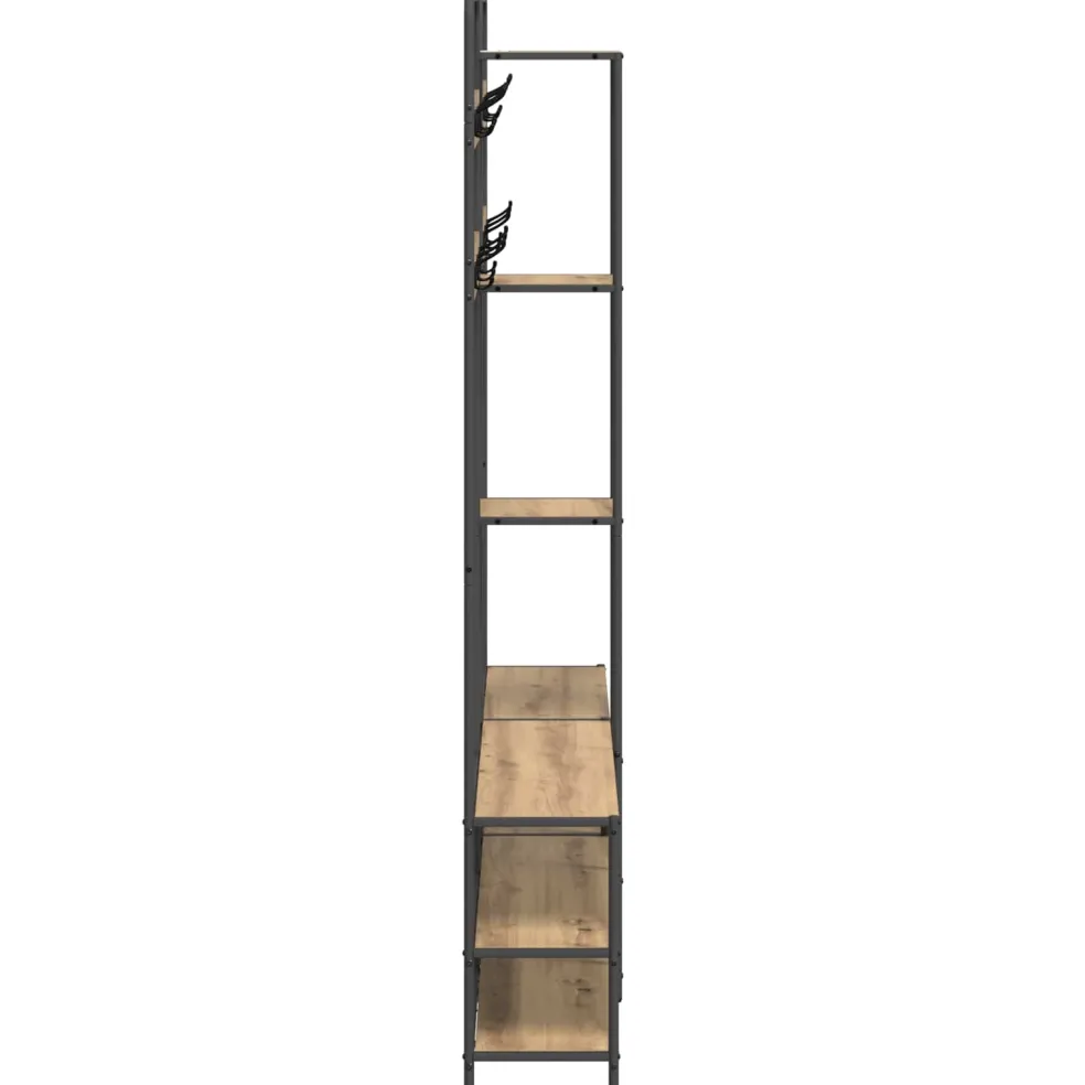 vidaXL Kapstok met schoenenbank Artisanaal eiken 143 x 30 x 199,5 cm