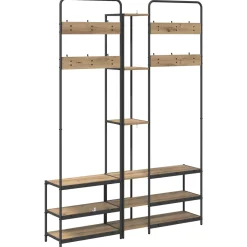 vidaXL Kapstok met schoenenbank Artisanaal eiken 143 x 30 x 199,5 cm