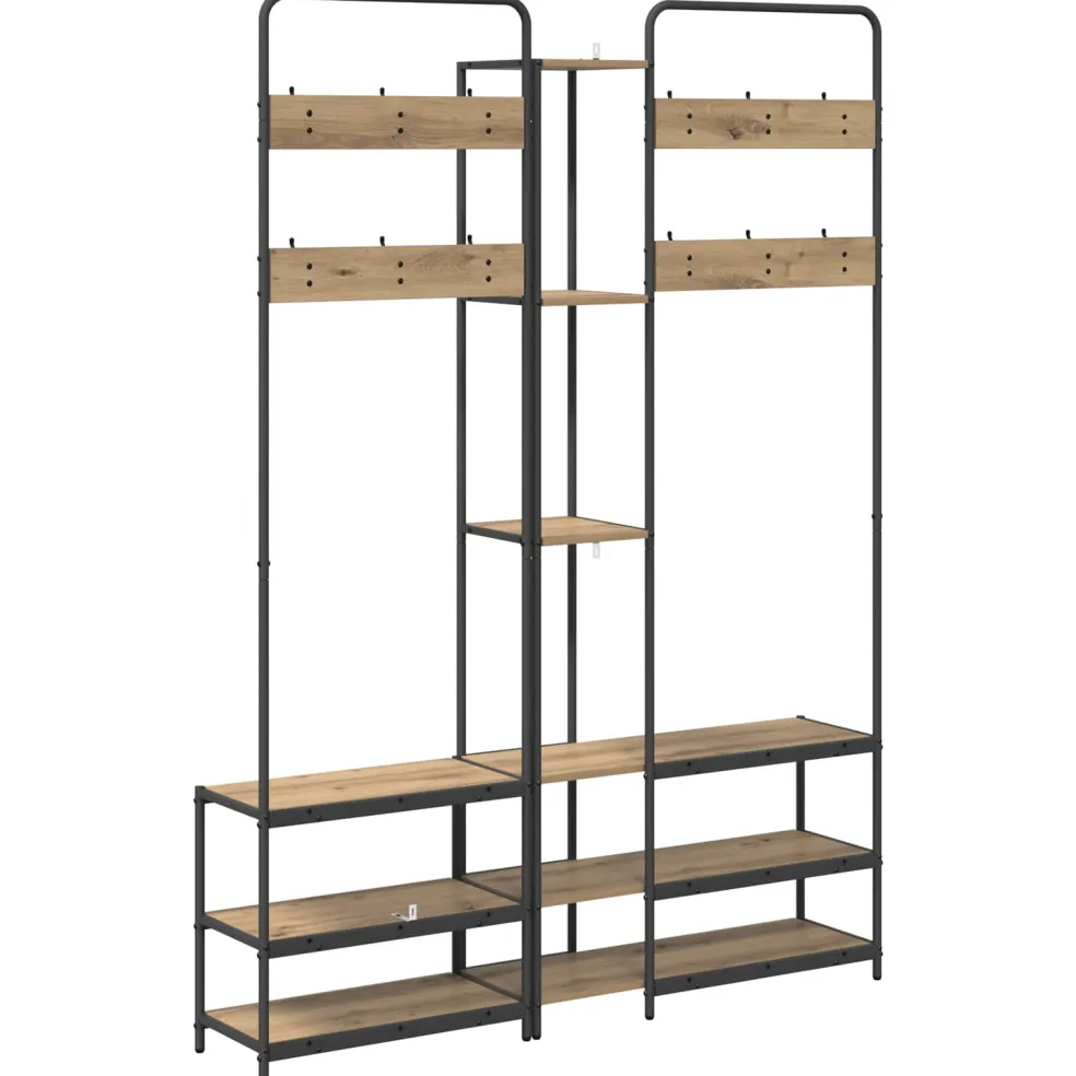 vidaXL Kapstok met schoenenbank Artisanaal eiken 143 x 30 x 199,5 cm