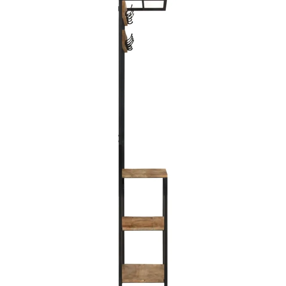 vidaXL Kapstok met schoenenrek 68x30x182 cm massief ruw mangohout