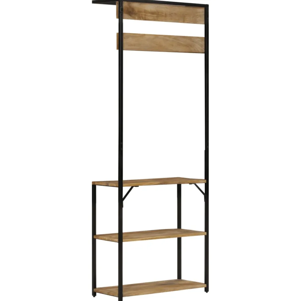 vidaXL Kapstok met schoenenrek 68x30x182 cm massief ruw mangohout