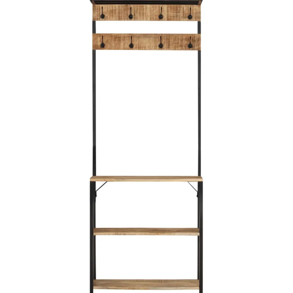 vidaXL Kapstok met schoenenrek 68x30x182 cm massief ruw mangohout
