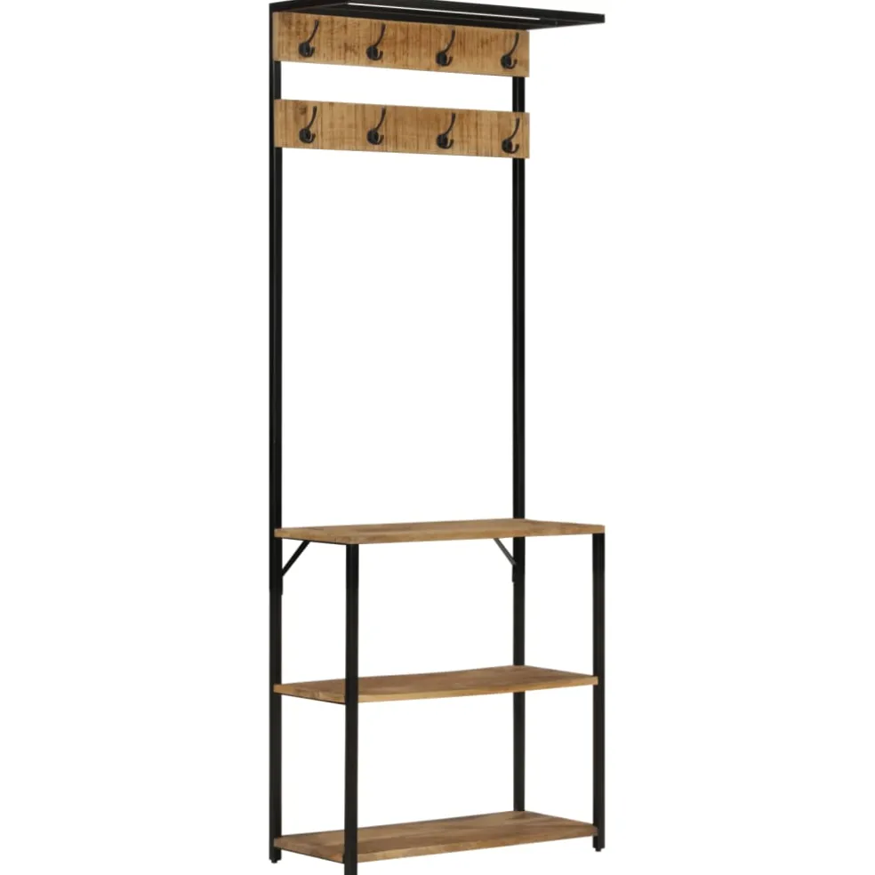 vidaXL Kapstok met schoenenrek 68x30x182 cm massief ruw mangohout