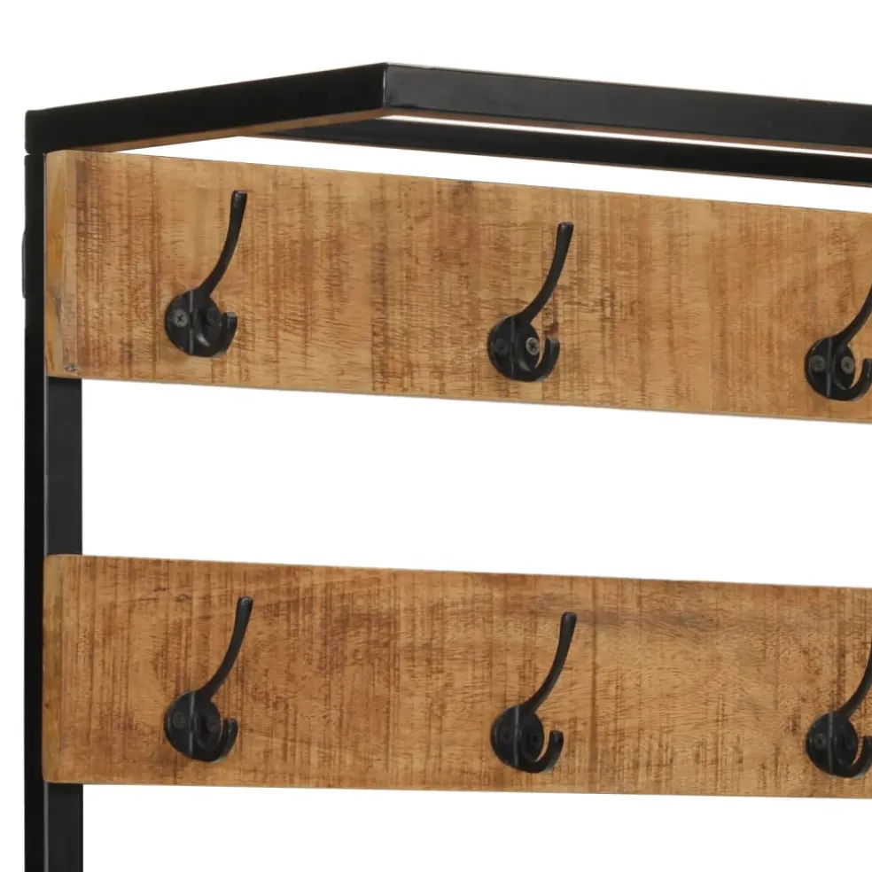 vidaXL Kapstok met schoenenrek 68x30x182 cm massief ruw mangohout