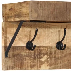 vidaXL Kapstok Wandgemonteerd Bruin 73 x 19 x 23 cm Massief mangohout
