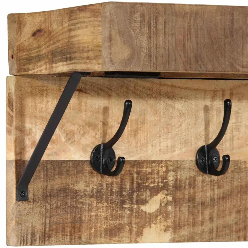 vidaXL Kapstok Wandgemonteerd Bruin 73 x 19 x 23 cm Massief mangohout