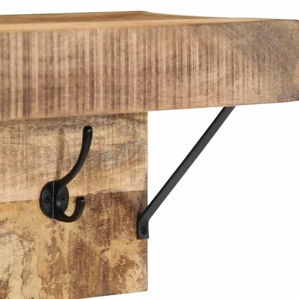 vidaXL Kapstok Wandgemonteerd Bruin 73 x 19 x 23 cm Massief mangohout