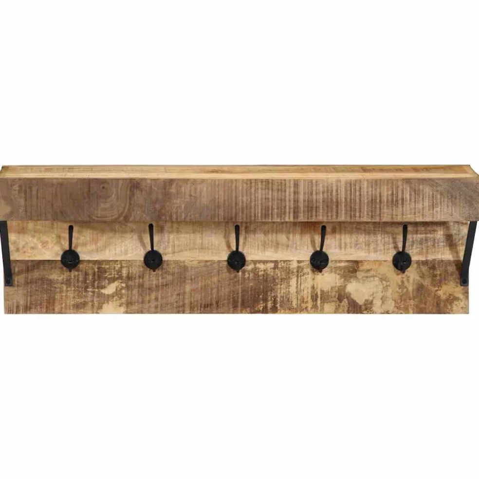 vidaXL Kapstok Wandgemonteerd Bruin 73 x 19 x 23 cm Massief mangohout