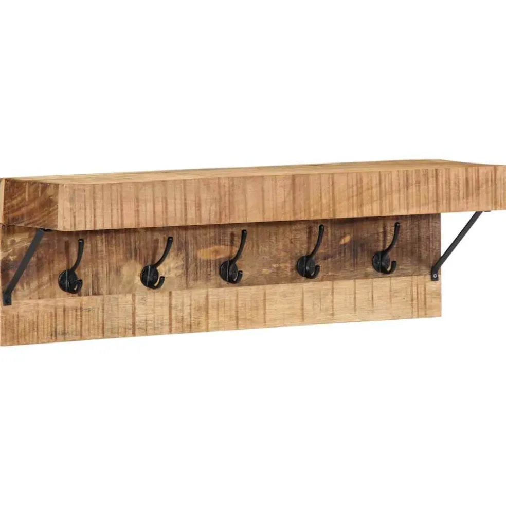 vidaXL Kapstok Wandgemonteerd Bruin 73 x 19 x 23 cm Massief mangohout