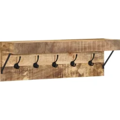 vidaXL Kapstok Wandgemonteerd Bruin 73 x 19 x 23 cm Massief mangohout
