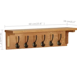 vidaXL Kapstok 60x16x16 cm massief eikenhout