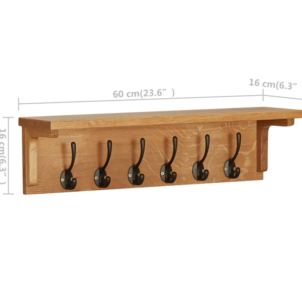 vidaXL Kapstok 60x16x16 cm massief eikenhout