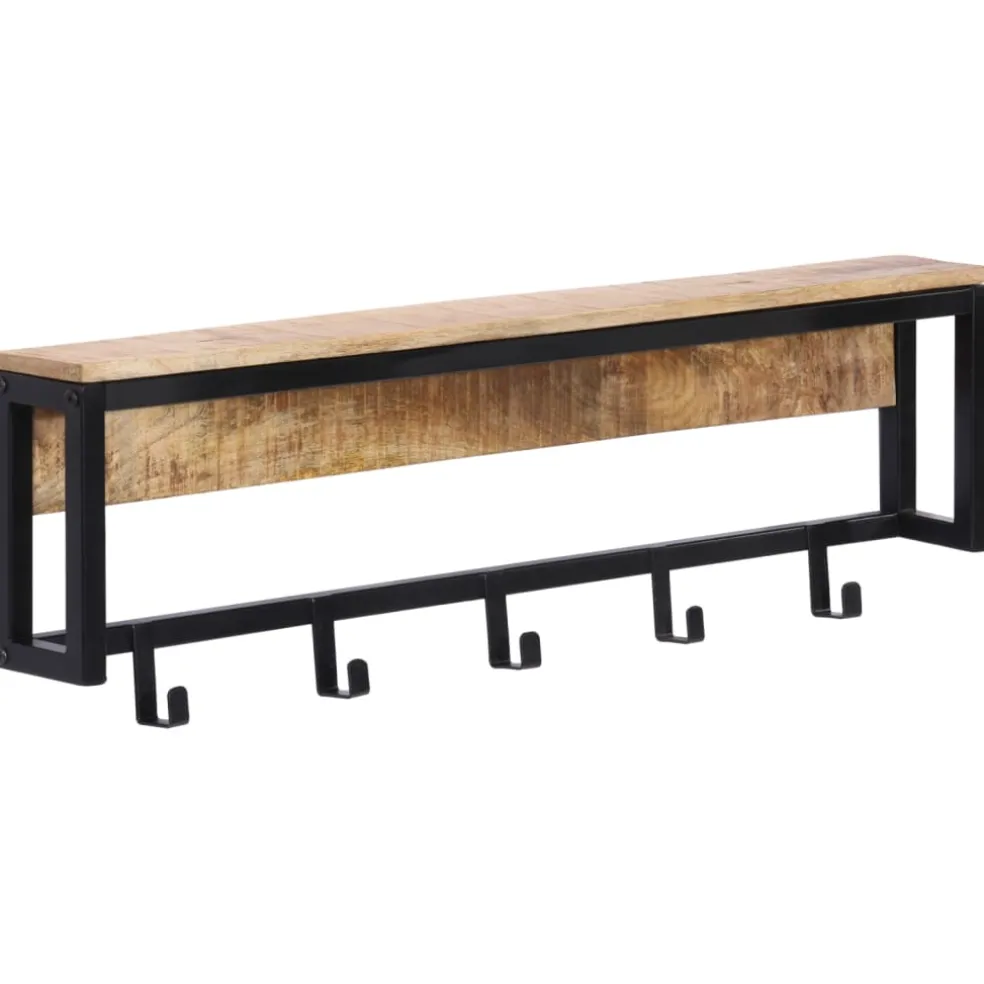 vidaXL Kapstok 87x10x27 cm massief ruw mangohout