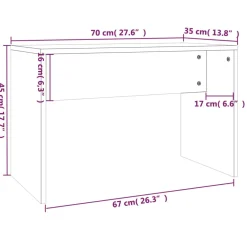 vidaXL Kaptafelkruk 70x35x45 cm bewerkt hout hoogglans wit
