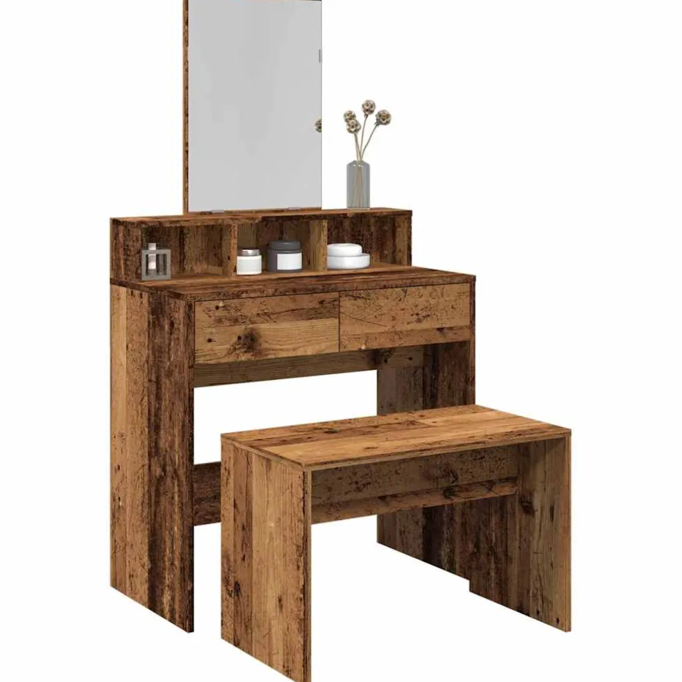 vidaXL Kaptafelkruk 70x35x45 cm bewerkt hout oud houtkleurig