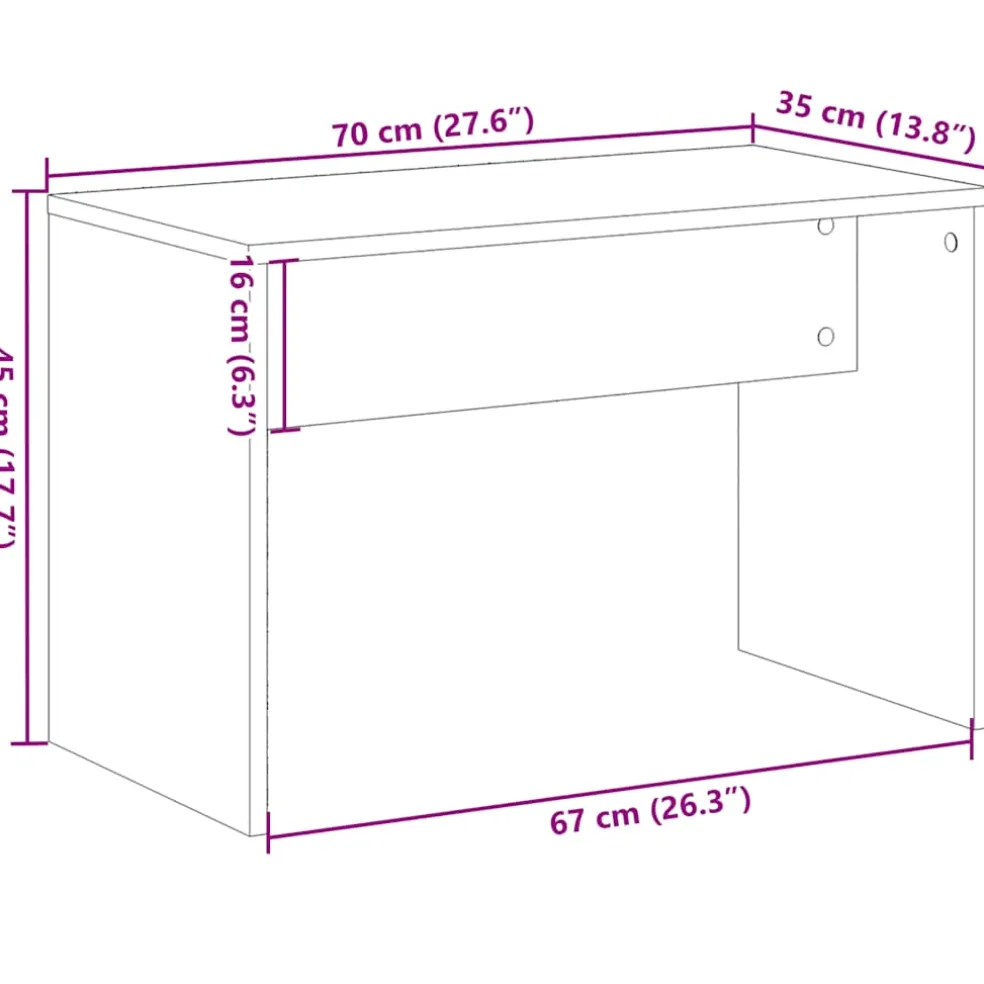 vidaXL Kaptafelkruk 70x35x45 cm bewerkt hout oud houtkleurig
