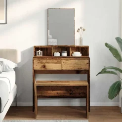 vidaXL Kaptafelkruk 70x35x45 cm bewerkt hout oud houtkleurig
