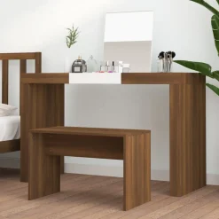 vidaXL Kaptafelkruk 70x35x45 cm bewerkt hout bruin eikenkleur