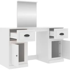 vidaXL Kaptafel met spiegel 130x50x132,5 cm wit
