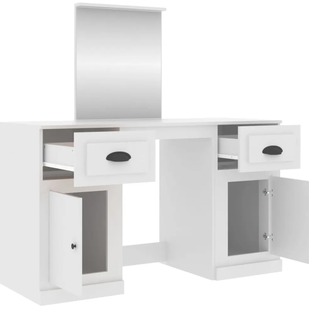 vidaXL Kaptafel met spiegel 130x50x132,5 cm wit