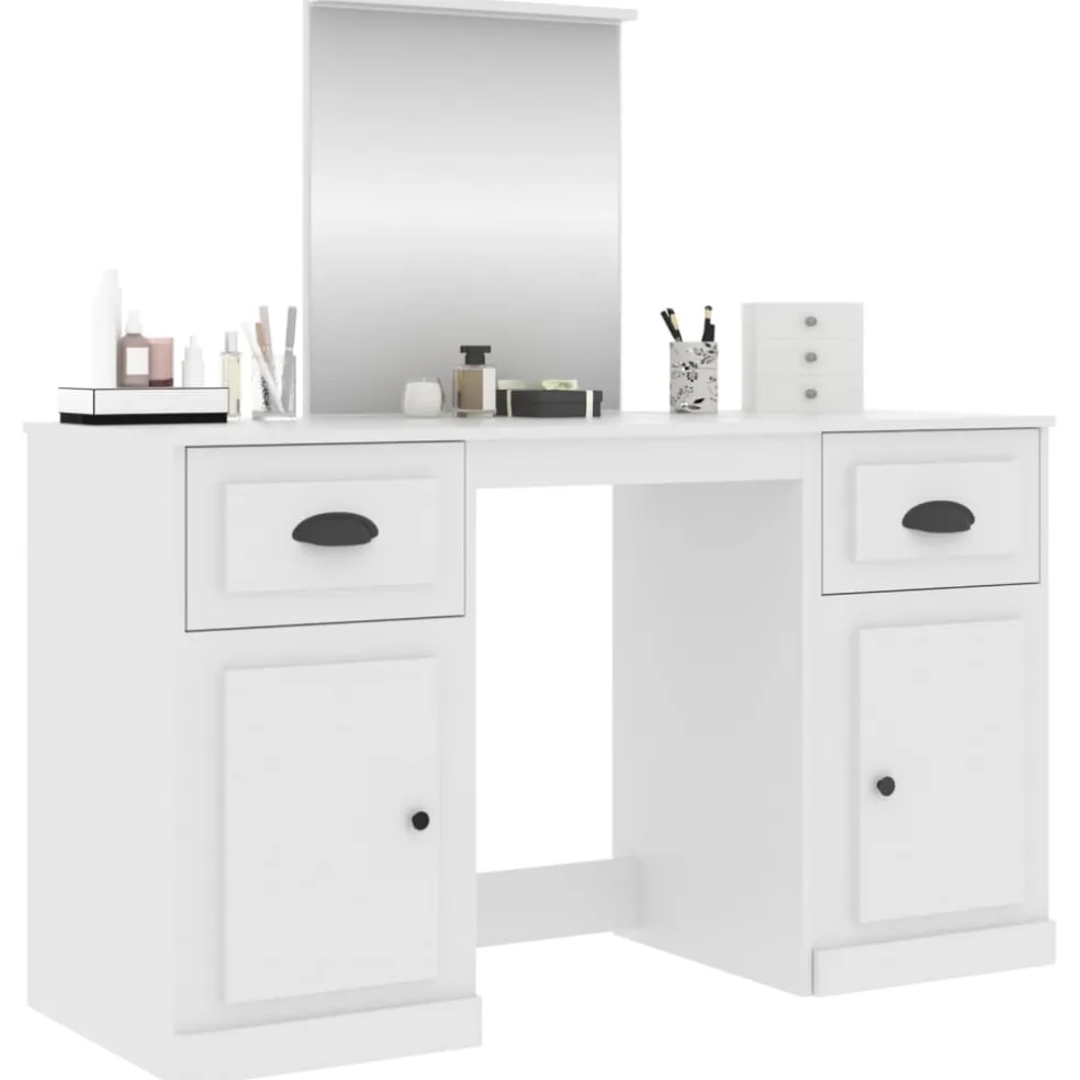 vidaXL Kaptafel met spiegel 130x50x132,5 cm wit