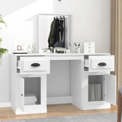 vidaXL Kaptafel met spiegel 130x50x132,5 cm wit