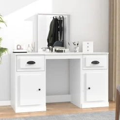 vidaXL Kaptafel met spiegel 130x50x132,5 cm wit