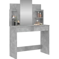 vidaXL Kaptafel met spiegel 96x39x142 cm betongrijs
