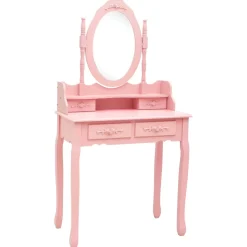 vidaXL Kaptafelset met kruk 75x69x140 cm paulowniahout roze