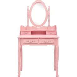 vidaXL Kaptafelset met kruk 75x69x140 cm paulowniahout roze