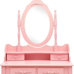 vidaXL Kaptafelset met kruk 75x69x140 cm paulowniahout roze