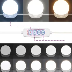 vidaXL Kaptafelset met LED's bewerkt hout wit