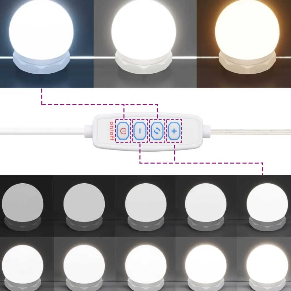 vidaXL Kaptafelset met LED's bewerkt hout grijs sonoma eikenkleurig