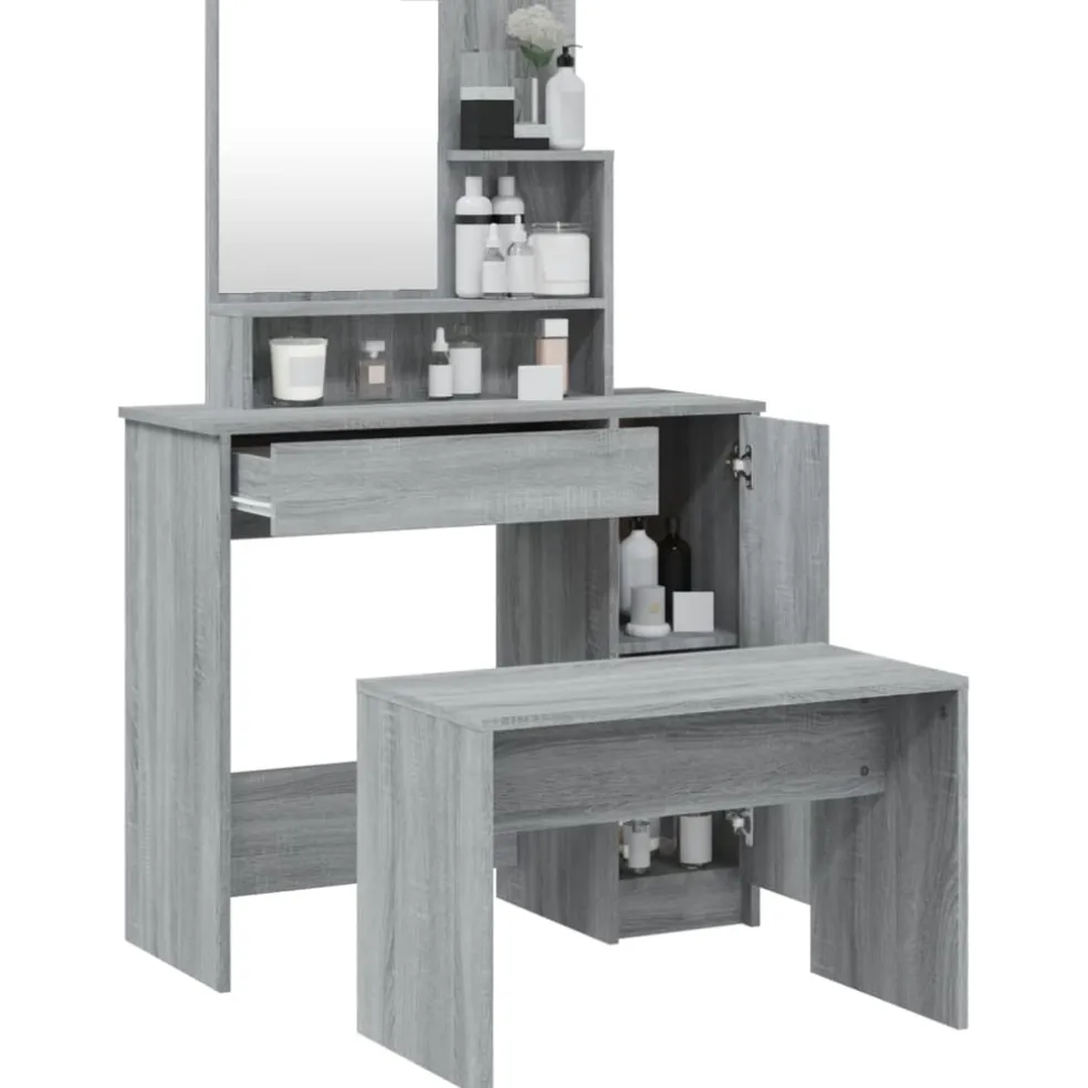 vidaXL Kaptafelset 86,5x35x136 cm grijs sonoma