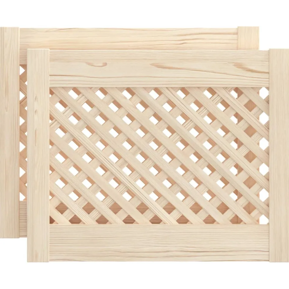 vidaXL Kastdeuren met latwerk 2 st 49,5x39,5 cm massief grenenhout