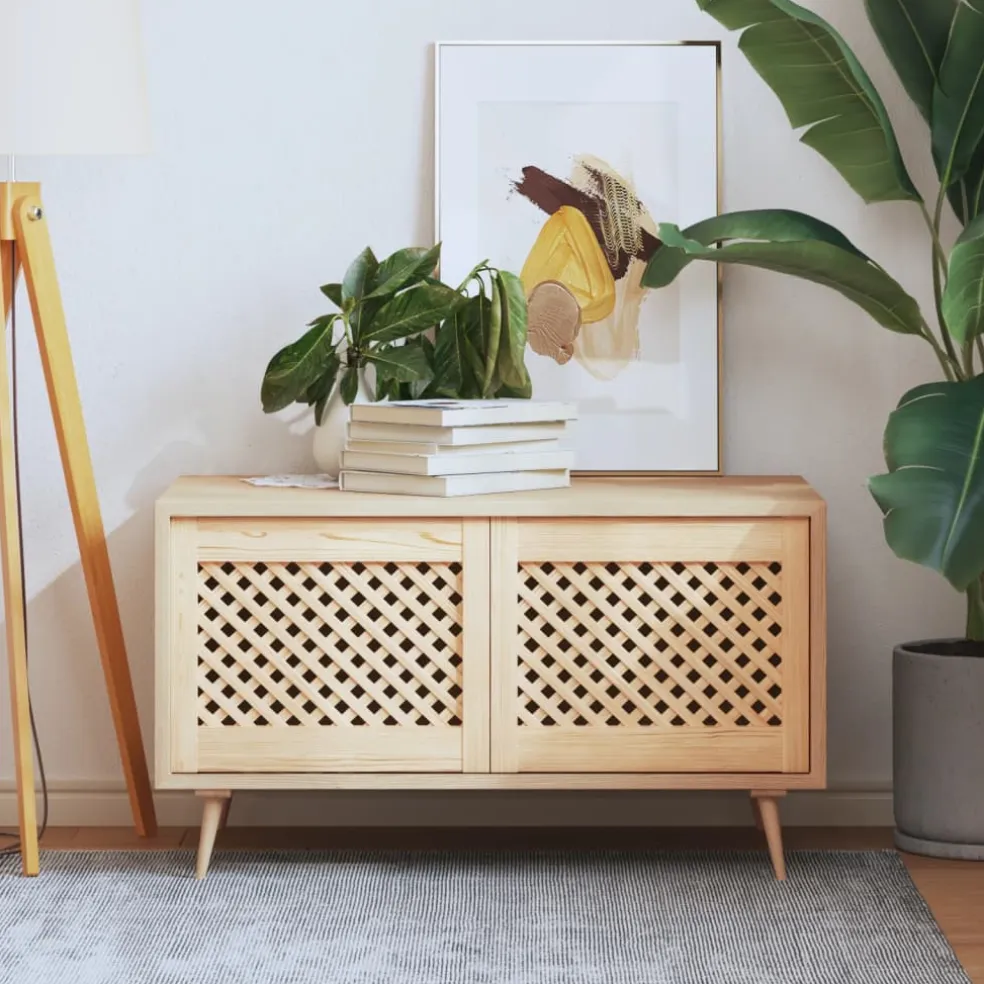 vidaXL Kastdeuren met latwerk 2 st 49,5x39,5 cm massief grenenhout