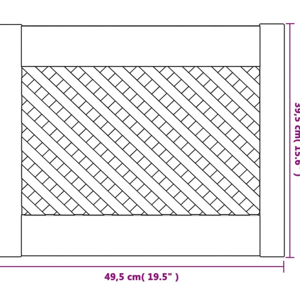 vidaXL Kastdeuren met latwerk 2 st 49,5x39,5 cm massief grenenhout