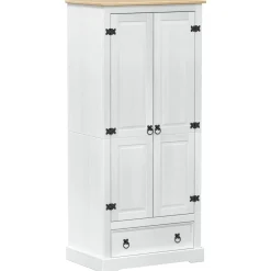 vidaXL Kasten met lade Wit 76 x 50 x 170 cm Massief grenenhout