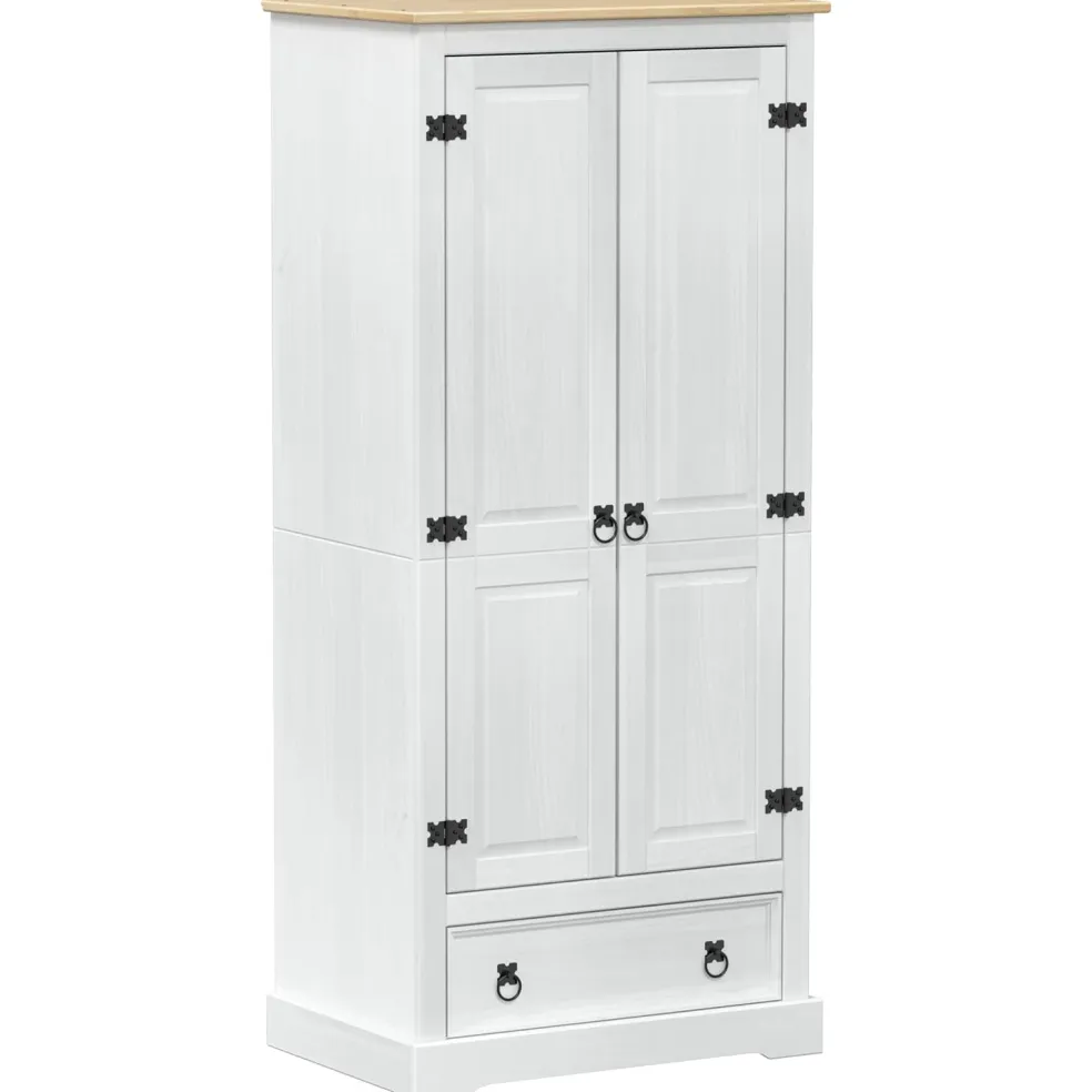 vidaXL Kasten met lade Wit 76 x 50 x 170 cm Massief grenenhout