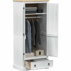 vidaXL Kasten met lade Wit 76 x 50 x 170 cm Massief grenenhout